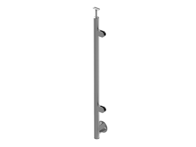 Inox pole - side anchoring, straight - left + plat